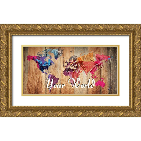 Big World Gold Ornate Wood Framed Art Print with Double Matting by Lewis, Sheldon