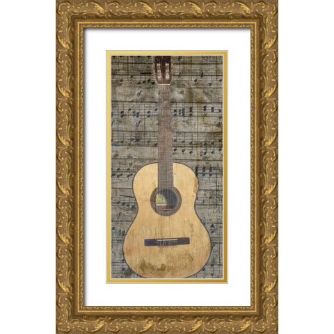 Box Guitar Gold Ornate Wood Framed Art Print with Double Matting by Lewis, Sheldon