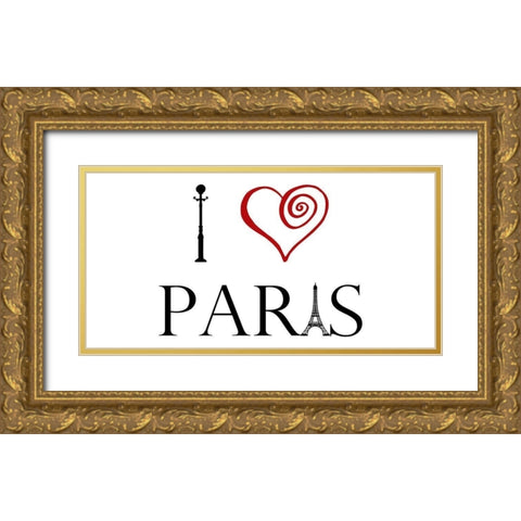 Paris Love 1 Gold Ornate Wood Framed Art Print with Double Matting by Lewis, Sheldon