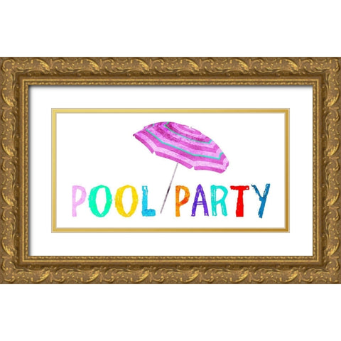 Pool Party Gold Ornate Wood Framed Art Print with Double Matting by Lewis, Sheldon