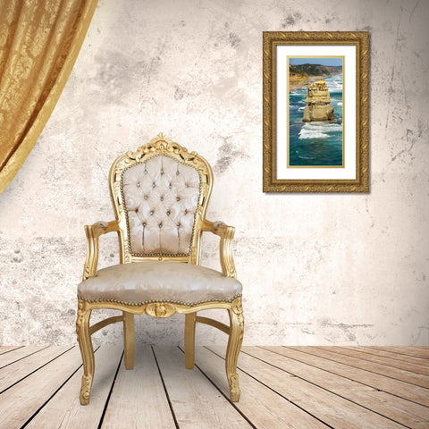 Top View Coastline Gold Ornate Wood Framed Art Print with Double Matting by Lewis, Sheldon