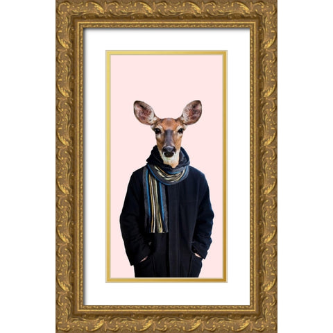 Big Buck Gold Ornate Wood Framed Art Print with Double Matting by Lewis, Sheldon