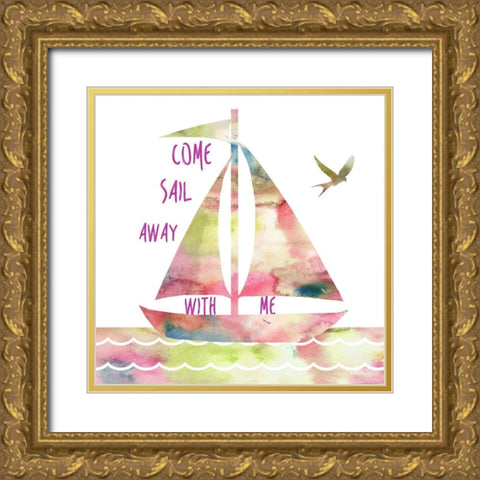 Sail Away Gold Ornate Wood Framed Art Print with Double Matting by Lewis, Sheldon