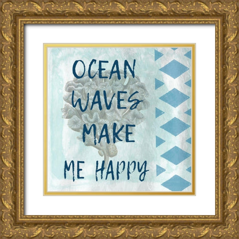 Waves Gold Ornate Wood Framed Art Print with Double Matting by Lewis, Sheldon