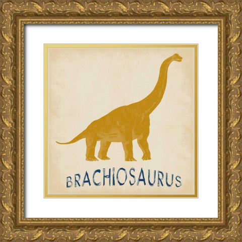 Brachiosaurus Dino Gold Ornate Wood Framed Art Print with Double Matting by Lewis, Sheldon