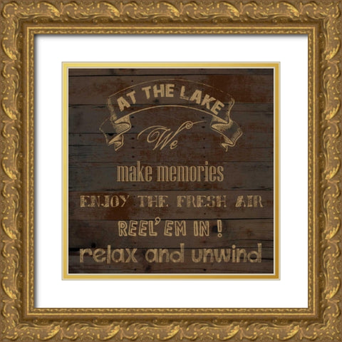 At The Lake Gold Ornate Wood Framed Art Print with Double Matting by Lewis, Sheldon