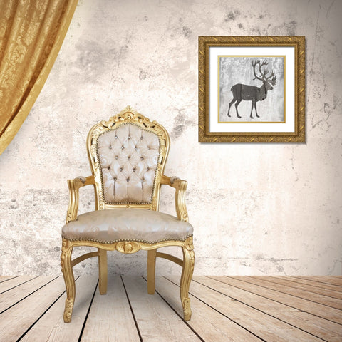 Hunting Time Gray Gold Ornate Wood Framed Art Print with Double Matting by Lewis, Sheldon