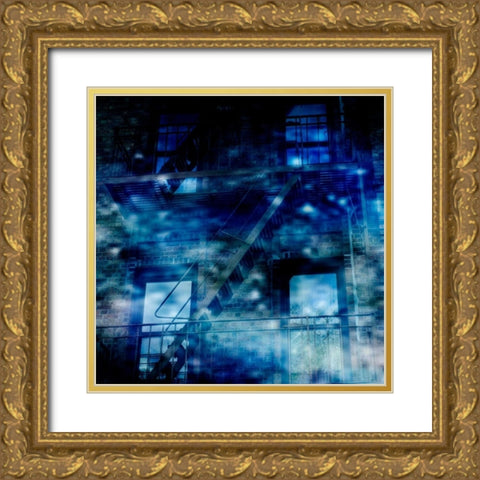 Midnight Blues Gold Ornate Wood Framed Art Print with Double Matting by Lewis, Sheldon