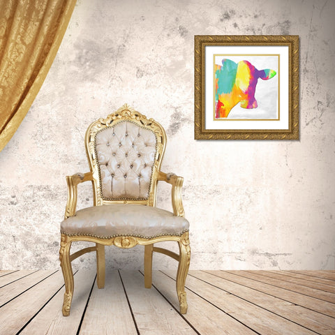 Colorful Moo Gold Ornate Wood Framed Art Print with Double Matting by Lewis, Sheldon