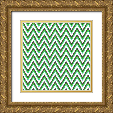 Chevron 1 Gold Ornate Wood Framed Art Print with Double Matting by Lewis, Sheldon