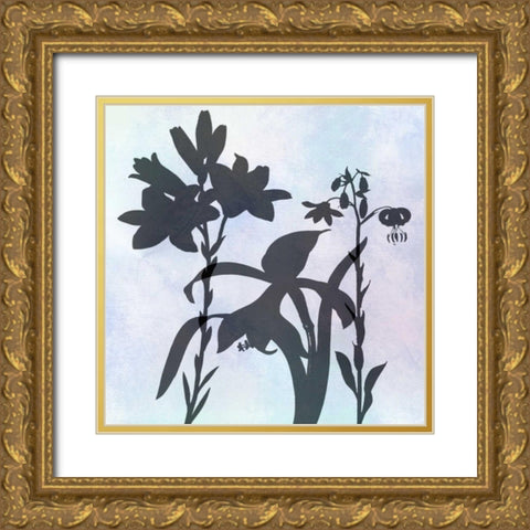 Silhoutette In Bloom Gold Ornate Wood Framed Art Print with Double Matting by Lewis, Sheldon