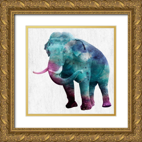 Gentle Elephant Gold Ornate Wood Framed Art Print with Double Matting by Lewis, Sheldon