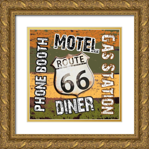 Route 66 Comforts Gold Ornate Wood Framed Art Print with Double Matting by Lewis, Sheldon