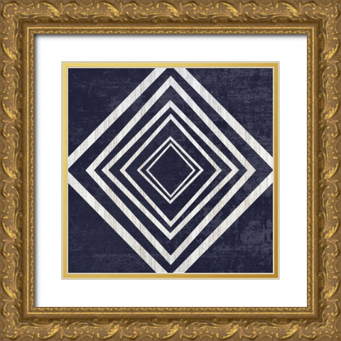 Indigo Geometrical Gem 4 Gold Ornate Wood Framed Art Print with Double Matting by Lewis, Sheldon