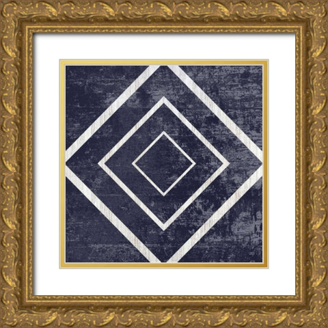 Indigo Geometrical Gem 5 Gold Ornate Wood Framed Art Print with Double Matting by Lewis, Sheldon