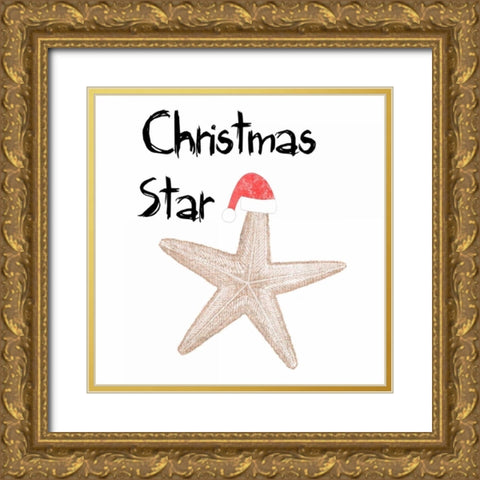 Christmas Starfish Gold Ornate Wood Framed Art Print with Double Matting by Lewis, Sheldon