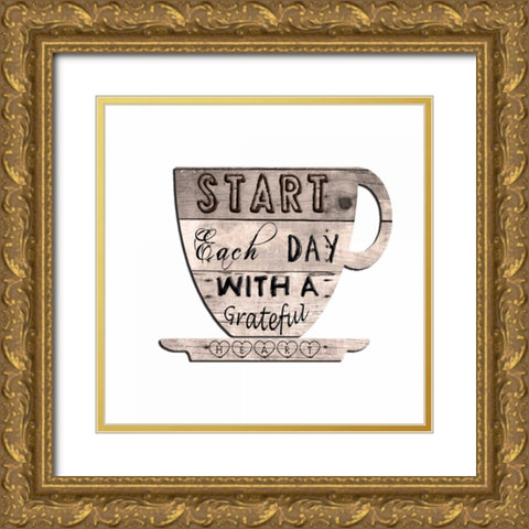 Cup Of Coffee Gold Ornate Wood Framed Art Print with Double Matting by Lewis, Sheldon