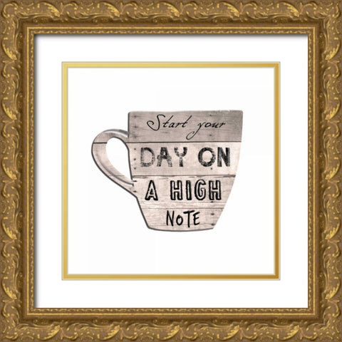 High Note Coffee Gold Ornate Wood Framed Art Print with Double Matting by Lewis, Sheldon