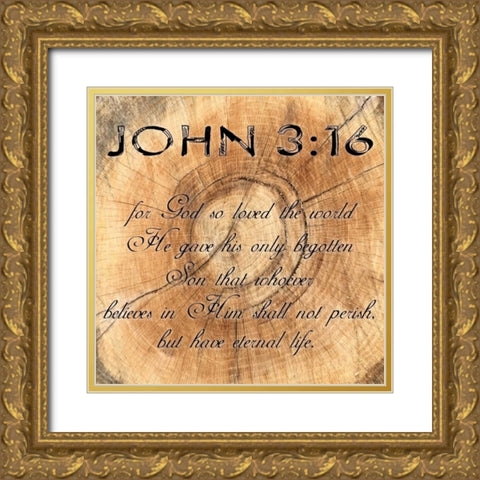 John 3-16 Gold Ornate Wood Framed Art Print with Double Matting by Lewis, Sheldon
