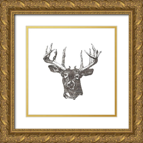 Big Buck Gold Ornate Wood Framed Art Print with Double Matting by Lewis, Sheldon
