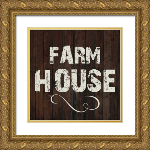 Farm House Gold Ornate Wood Framed Art Print with Double Matting by Lewis, Sheldon