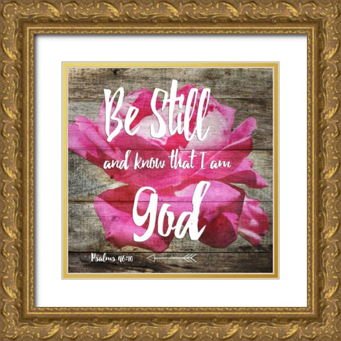Psalms 46:10 Gold Ornate Wood Framed Art Print with Double Matting by Lewis, Sheldon