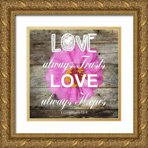 1 Corinthians 13:4 Gold Ornate Wood Framed Art Print with Double Matting by Lewis, Sheldon