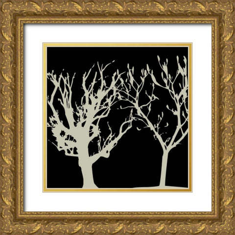 Duo Tree Gold Ornate Wood Framed Art Print with Double Matting by Lewis, Sheldon