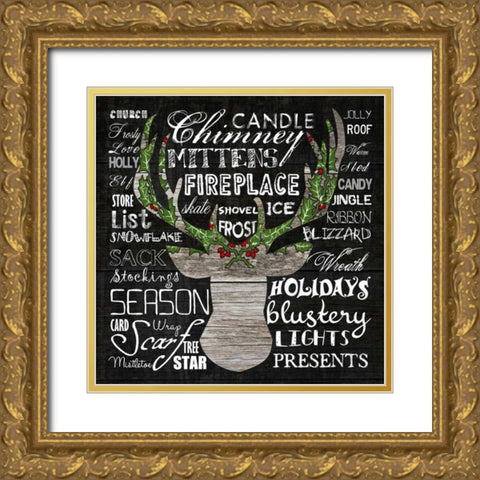 Oh Deer Typography 2 Gold Ornate Wood Framed Art Print with Double Matting by Lewis, Sheldon
