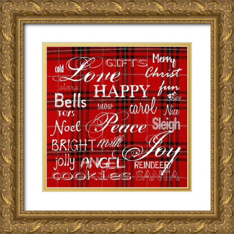 Christmas Gift Wrap Gold Ornate Wood Framed Art Print with Double Matting by Lewis, Sheldon