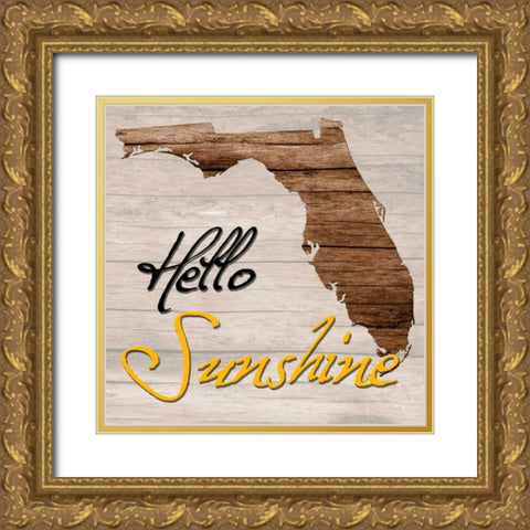 Florida Map 2 Gold Ornate Wood Framed Art Print with Double Matting by Lewis, Sheldon