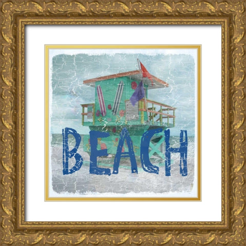 Beach Florida Gold Ornate Wood Framed Art Print with Double Matting by Lewis, Sheldon