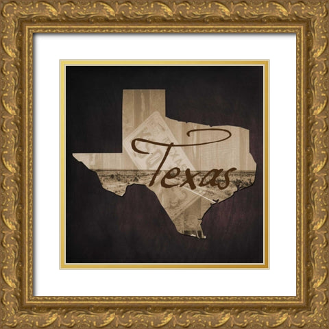 Big Texas Gold Ornate Wood Framed Art Print with Double Matting by Lewis, Sheldon