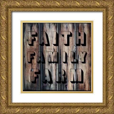 Faith Family Farm Gold Ornate Wood Framed Art Print with Double Matting by Lewis, Sheldon