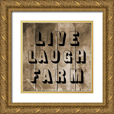 Live Laugh Farm Gold Ornate Wood Framed Art Print with Double Matting by Lewis, Sheldon