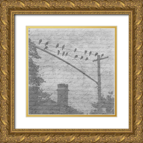 Birds In The Brooklyn Sky Gold Ornate Wood Framed Art Print with Double Matting by Lewis, Sheldon
