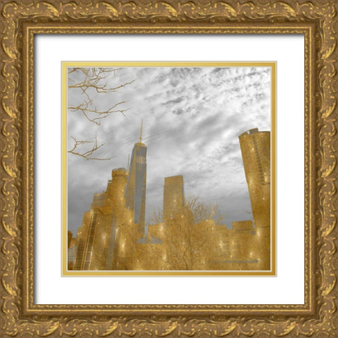 Golden New York Gold Ornate Wood Framed Art Print with Double Matting by Lewis, Sheldon