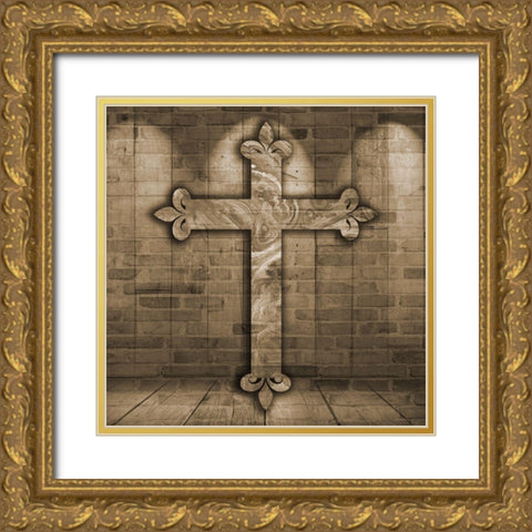 Holy Cross Gold Ornate Wood Framed Art Print with Double Matting by Lewis, Sheldon