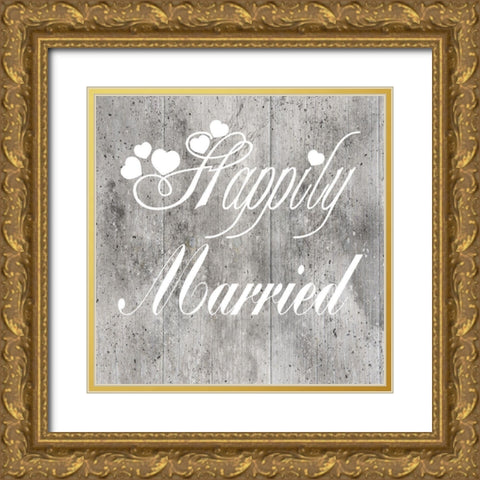 Happily Married Gold Ornate Wood Framed Art Print with Double Matting by Lewis, Sheldon