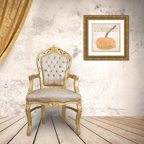 Harvest Blessings Gold Ornate Wood Framed Art Print with Double Matting by Lewis, Sheldon