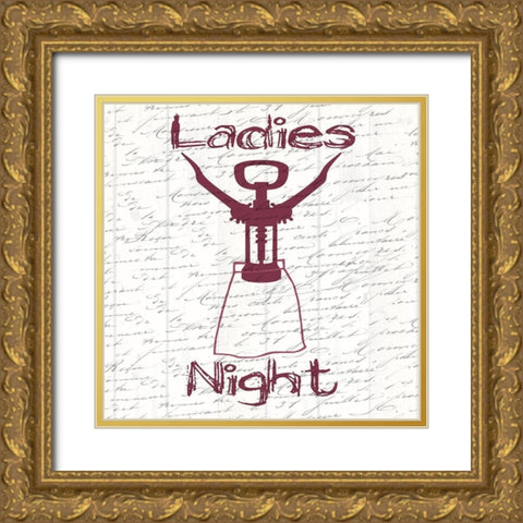 Ladies Night Gold Ornate Wood Framed Art Print with Double Matting by Lewis, Sheldon