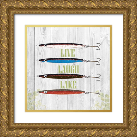 Live Laugh Lake Gold Ornate Wood Framed Art Print with Double Matting by Lewis, Sheldon