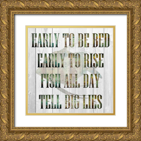 Fish All Day Gold Ornate Wood Framed Art Print with Double Matting by Lewis, Sheldon