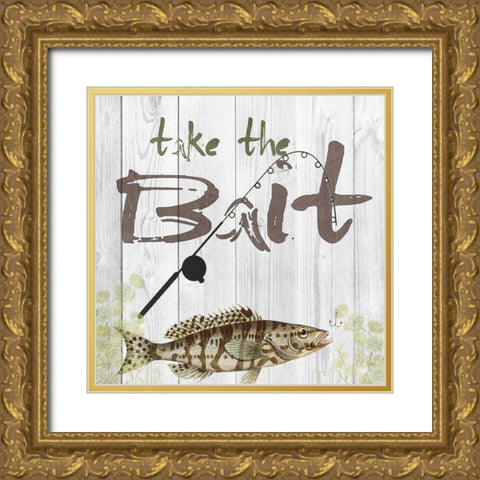 Take the Bait Gold Ornate Wood Framed Art Print with Double Matting by Lewis, Sheldon