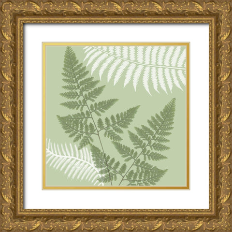 Green Jungle 4 Gold Ornate Wood Framed Art Print with Double Matting by Lewis, Sheldon