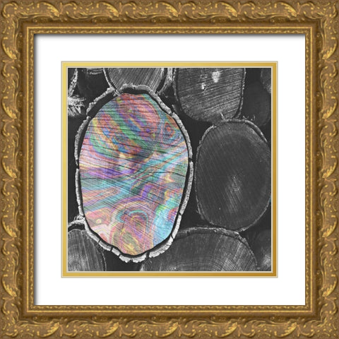 Jewel Toned Logs Gold Ornate Wood Framed Art Print with Double Matting by Lewis, Sheldon