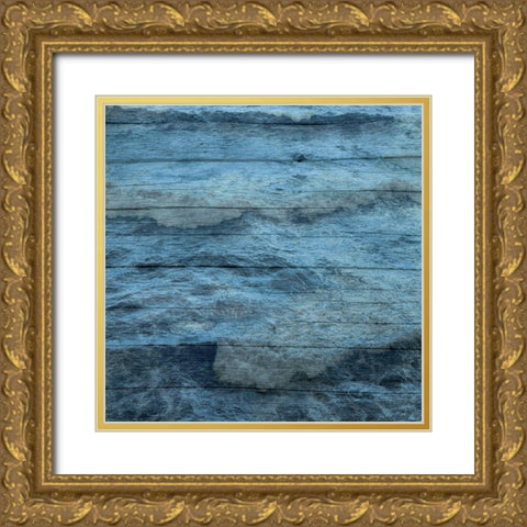 Ocean Blue Gold Ornate Wood Framed Art Print with Double Matting by Lewis, Sheldon