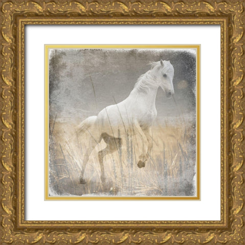 Angel In The Field Gold Ornate Wood Framed Art Print with Double Matting by Lewis, Sheldon