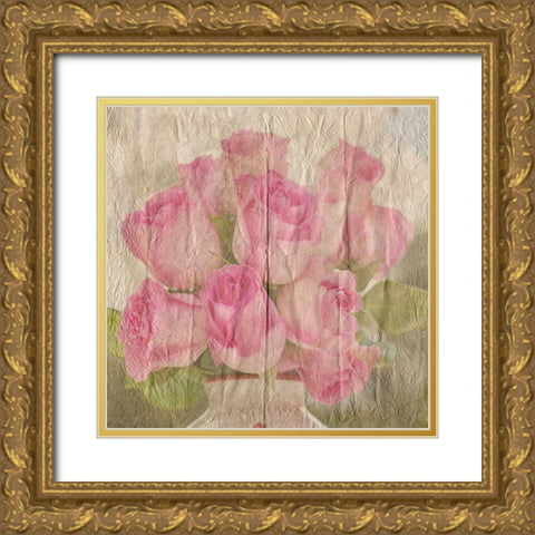 Vintage Roses Gold Ornate Wood Framed Art Print with Double Matting by Lewis, Sheldon
