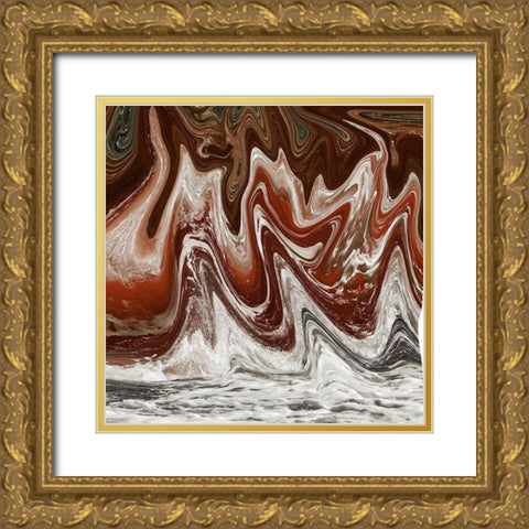 Abstract Waves 2 Gold Ornate Wood Framed Art Print with Double Matting by Lewis, Sheldon